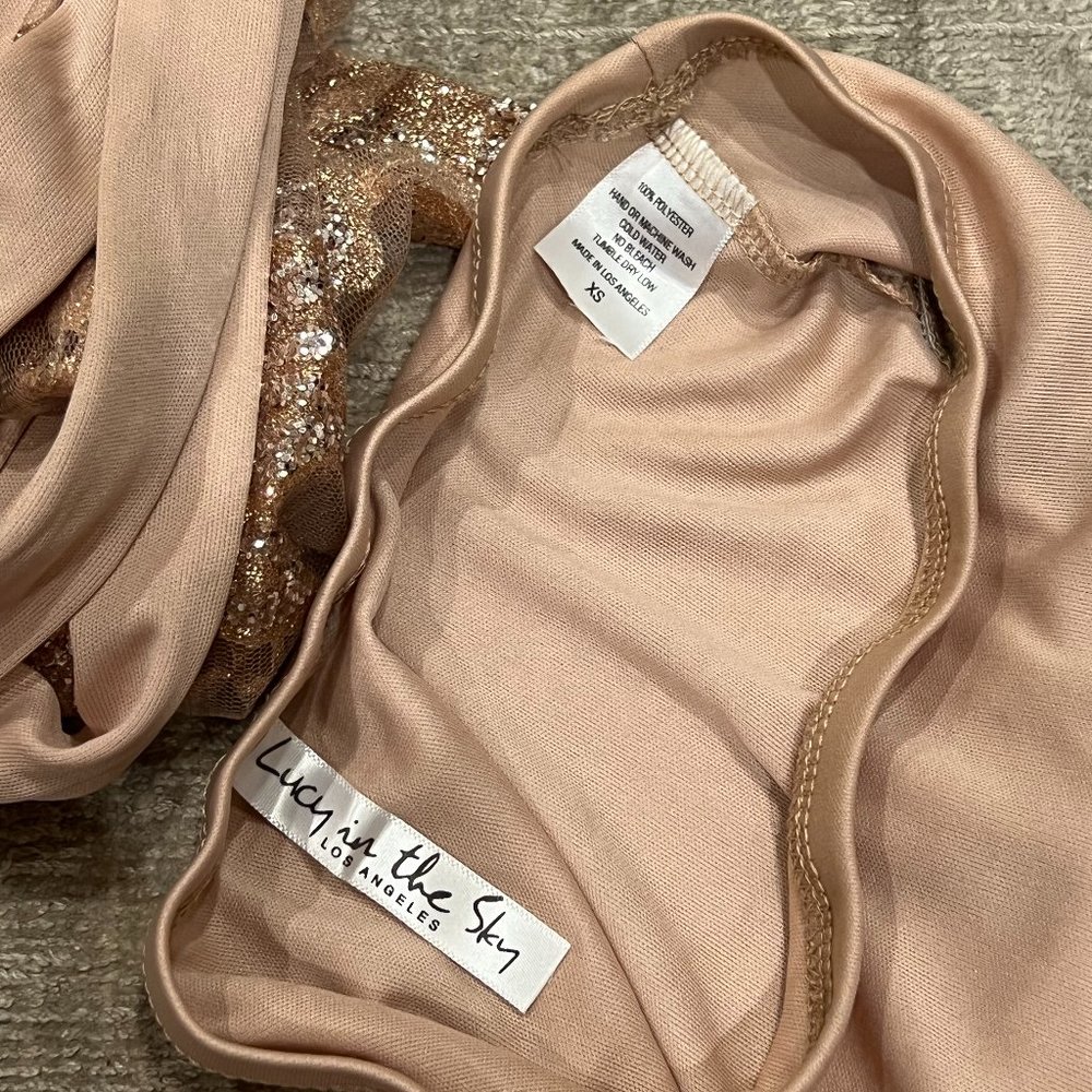 NWOT Party Girl Glitter Mesh Set in Gold XS - Picture 5 of 10